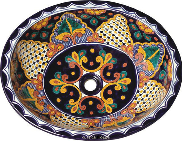 cobalt yellow talavera bathroom sink