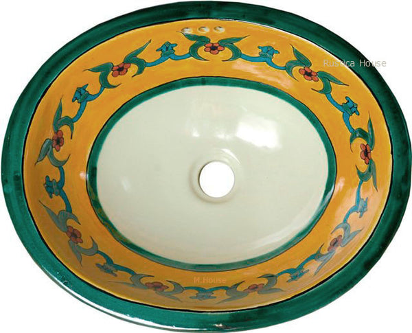 green white talavera bathroom sink