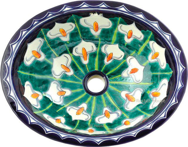 traditional green talavera bathroom sink