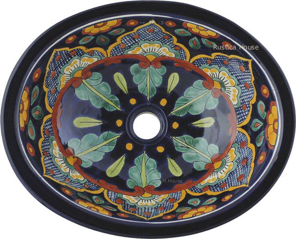 traditional green yellow talavera bathroom sink