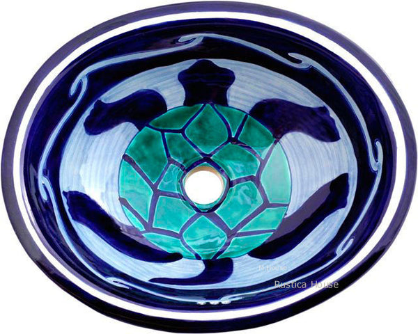 mexican cobalt green talavera bathroom sink