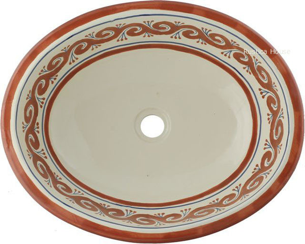 terra cotta white mexican bathroom sink