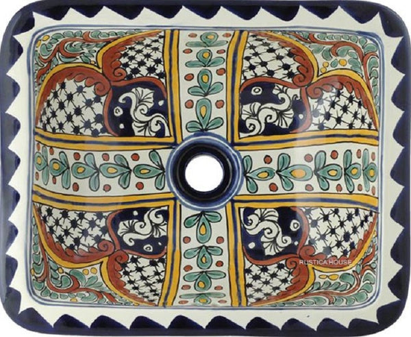 yellow rectangular talavera sink