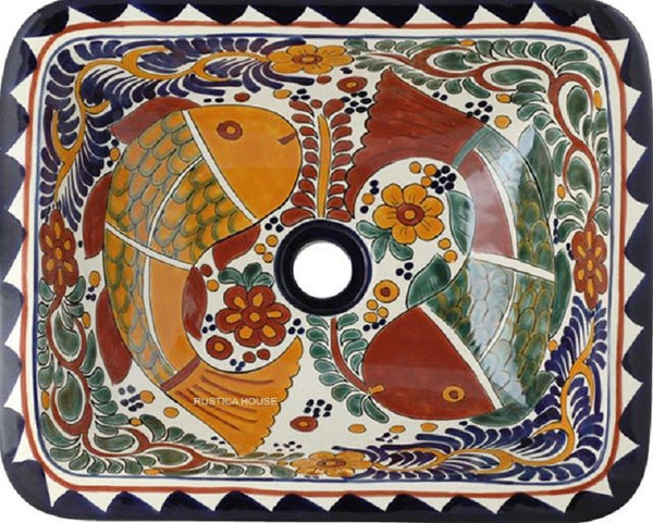 colonial rectangular talavera sink