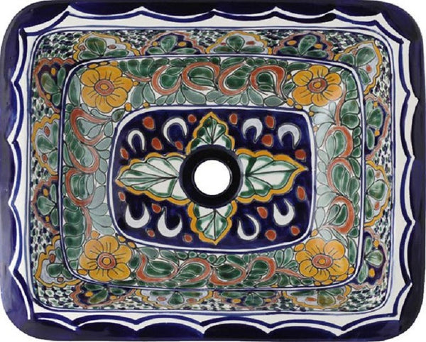 green rectangular talavera sink