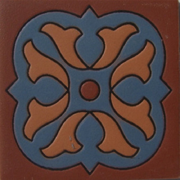 relief tile handmade blue