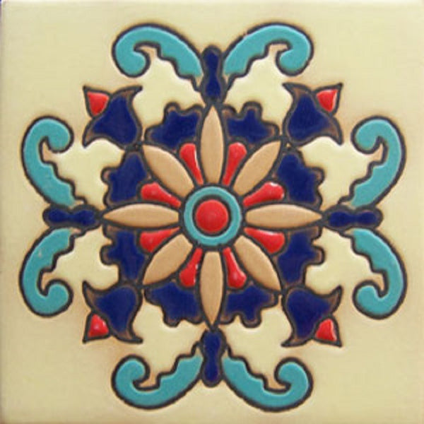 relief tile blue red
