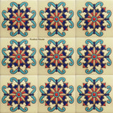 high relief tiles blue red