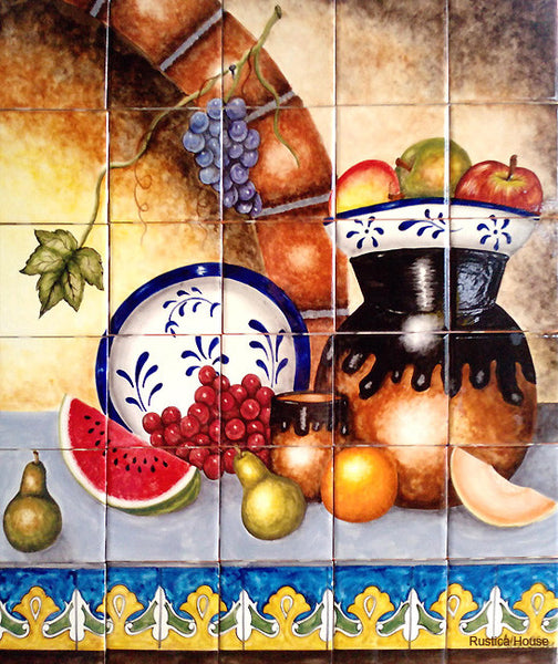 old world custom made backsplash mural