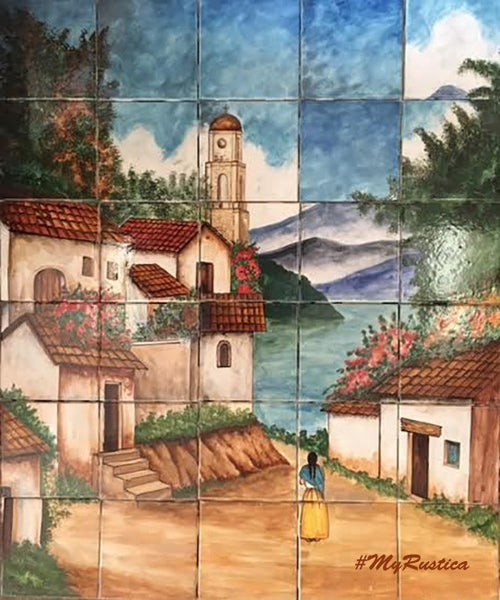 traditional handmade kitchen mural