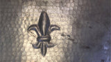 custom made zinc kitchen hood fleur de lis